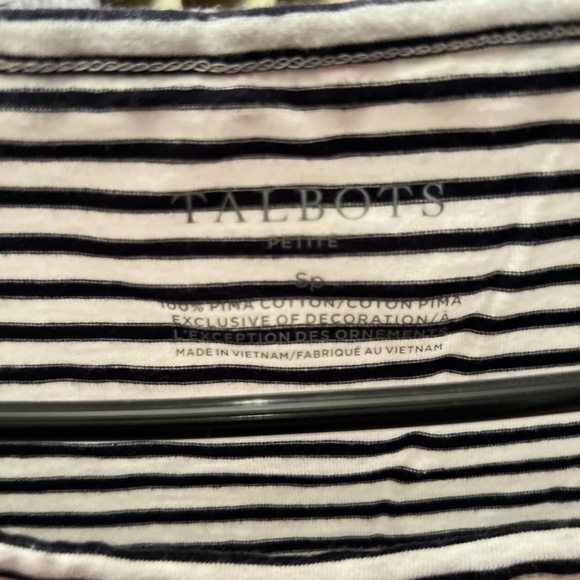 Talbots, Petite Size SP, black and white striped t-shirt - Picture 3 of 4